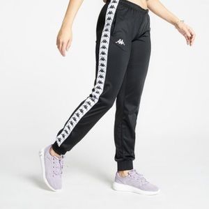 KAPPA Banda Wrastoria Slim Pants Black/White - Black Size large worn 1 & washed